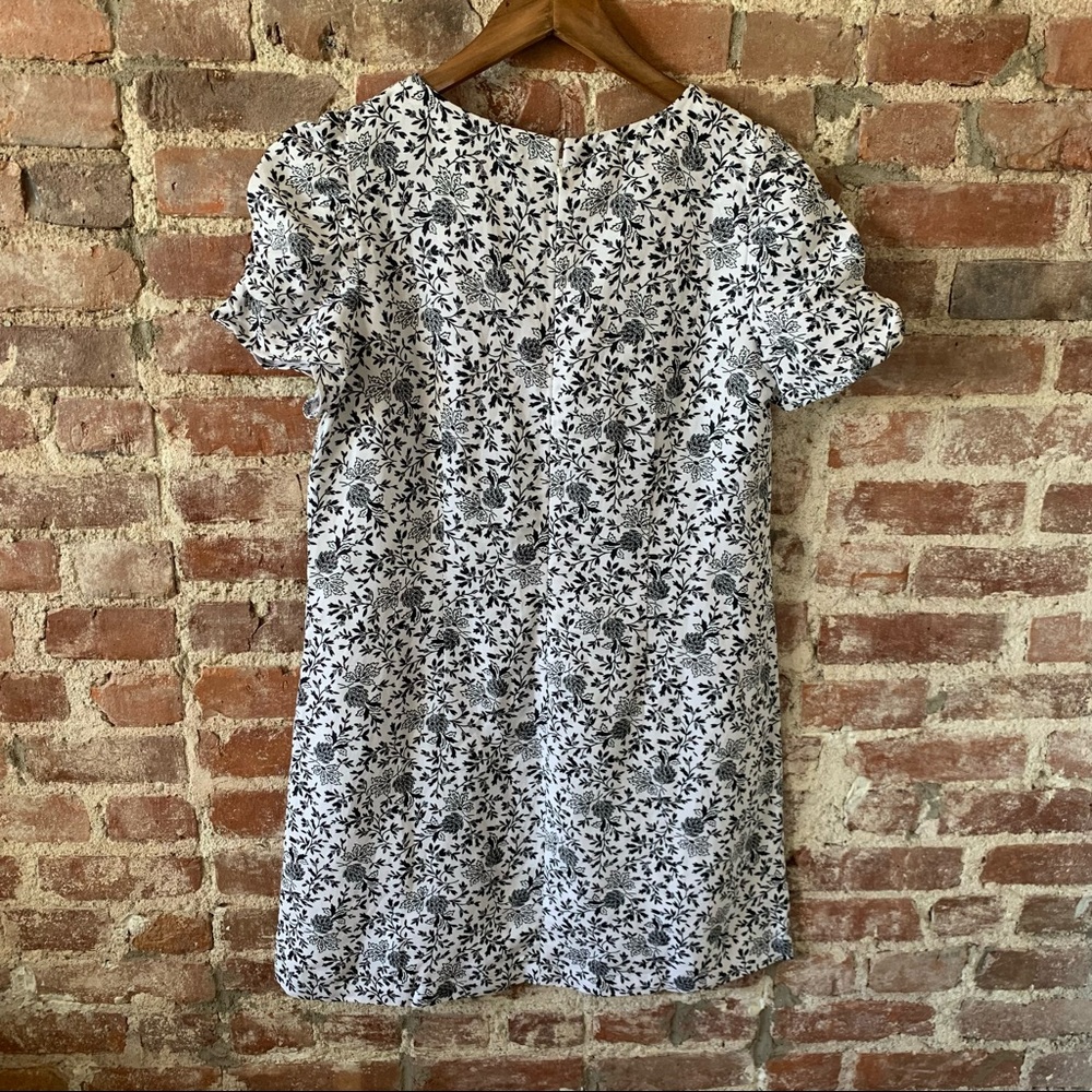 NWT LOFT Floral Ruched Short Sleeve Mini Shift Dress 14 - Picture 10 of 12